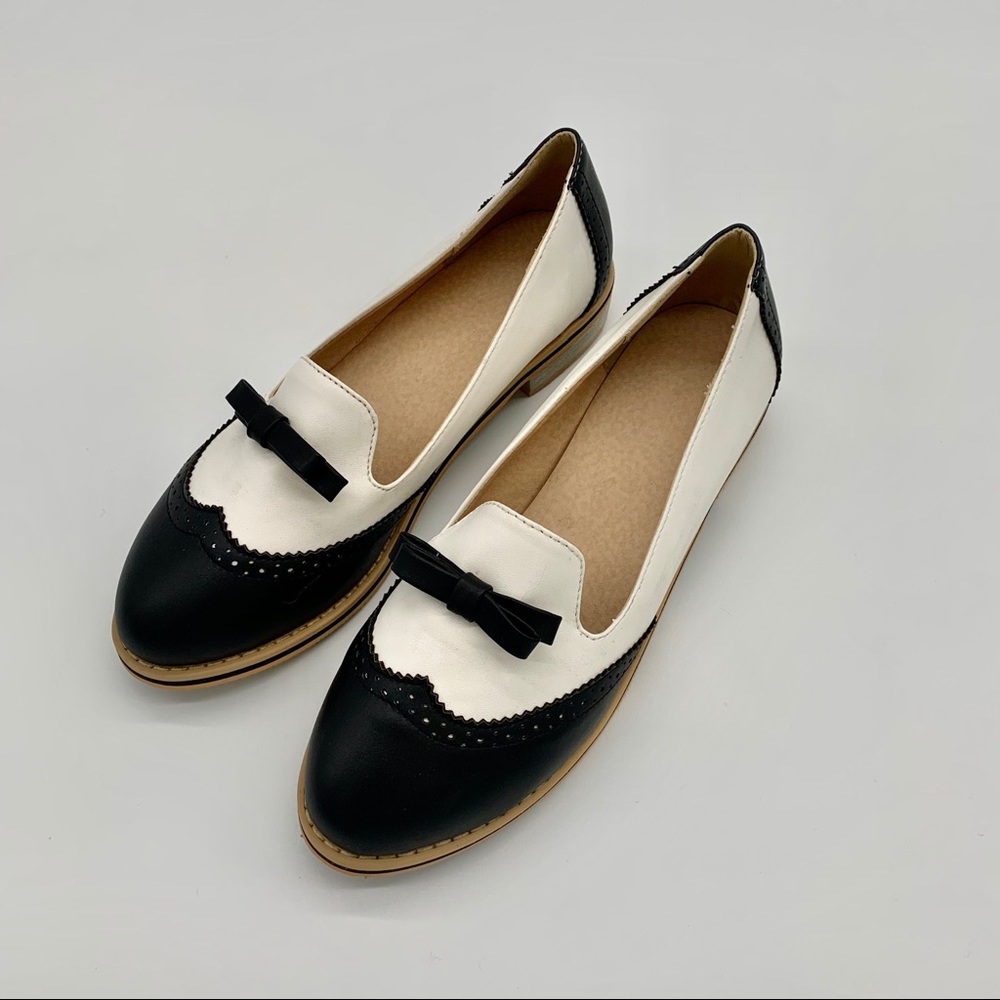 New Bow Tie Black & White Women’s Loafers